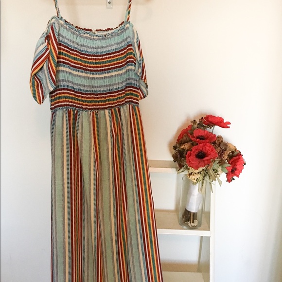 Monteau Striped Off Shoulder Maxi- Medium (EUC) - Picture 1 of 3